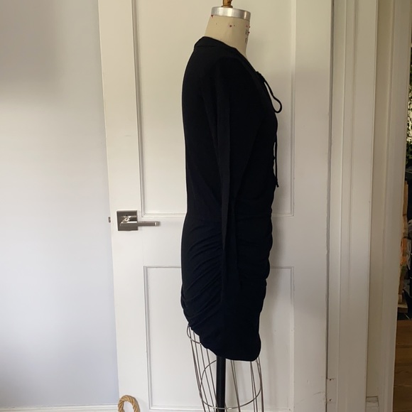 LNA Long Sleeve Little Black Dress with Lace Up Bust. - Picture 4 of 8